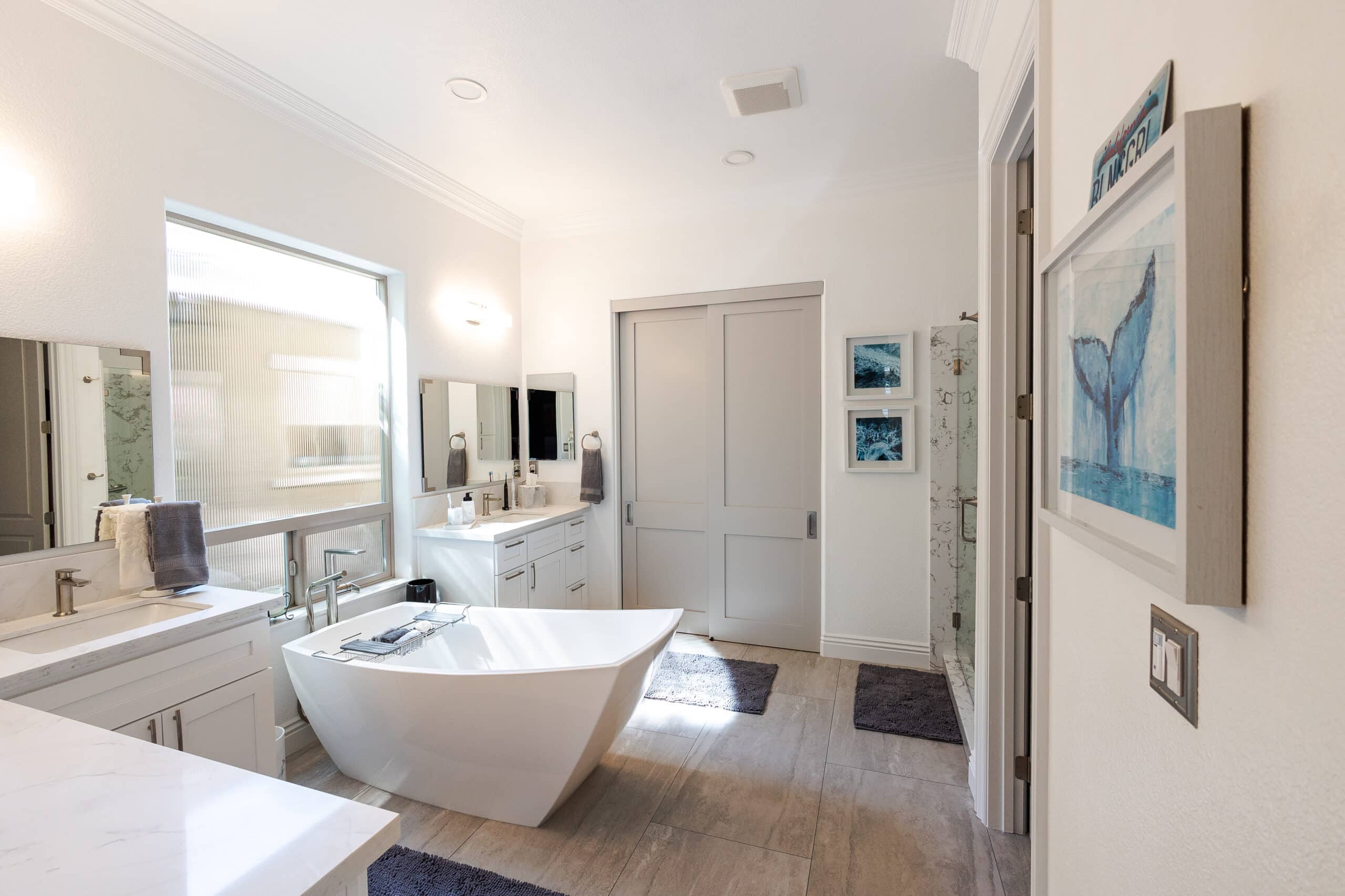 Bathroom reconstruction works of Thrive Home Construction - near whole bathroom shot