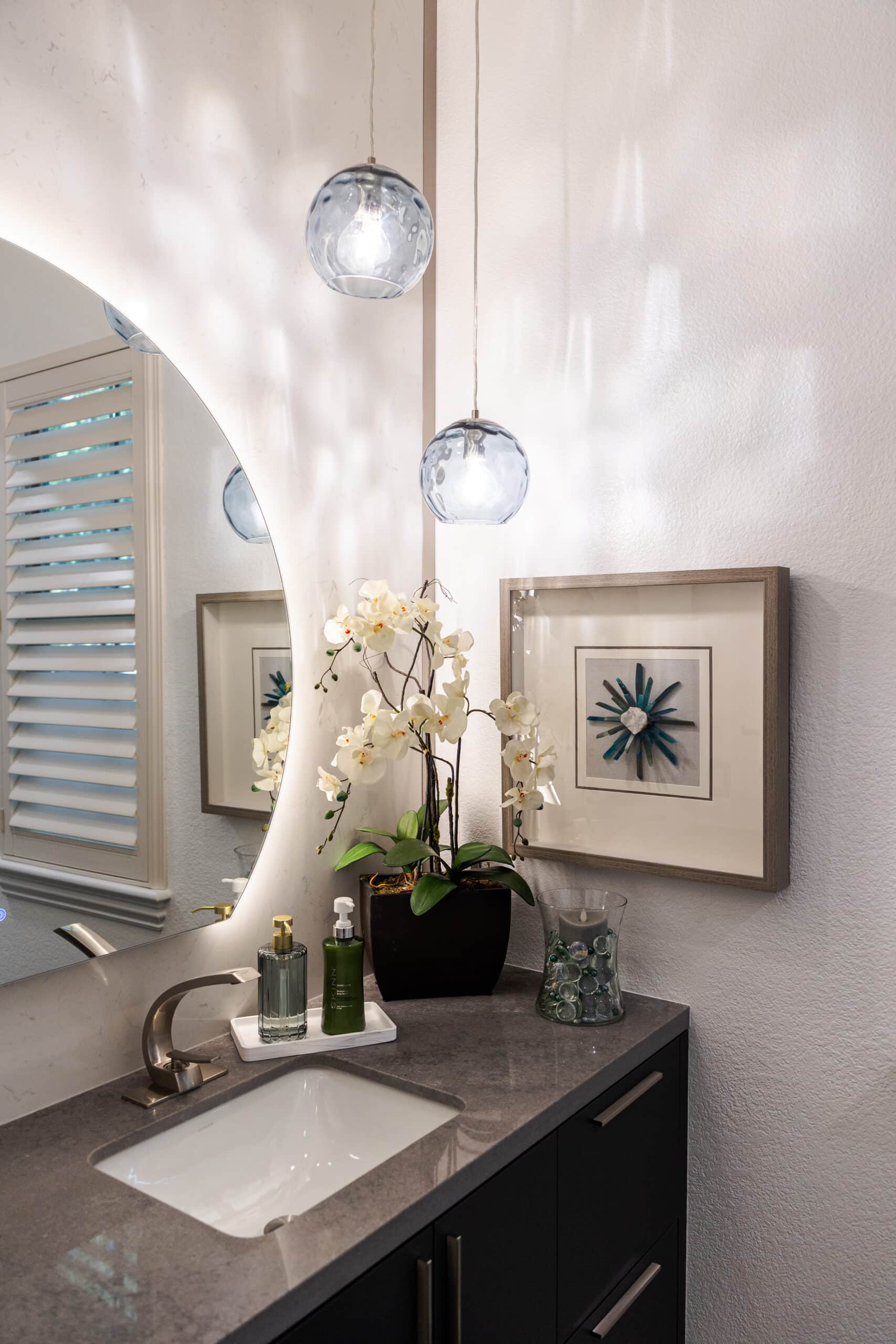 floating vanity small bathroom remodel idea